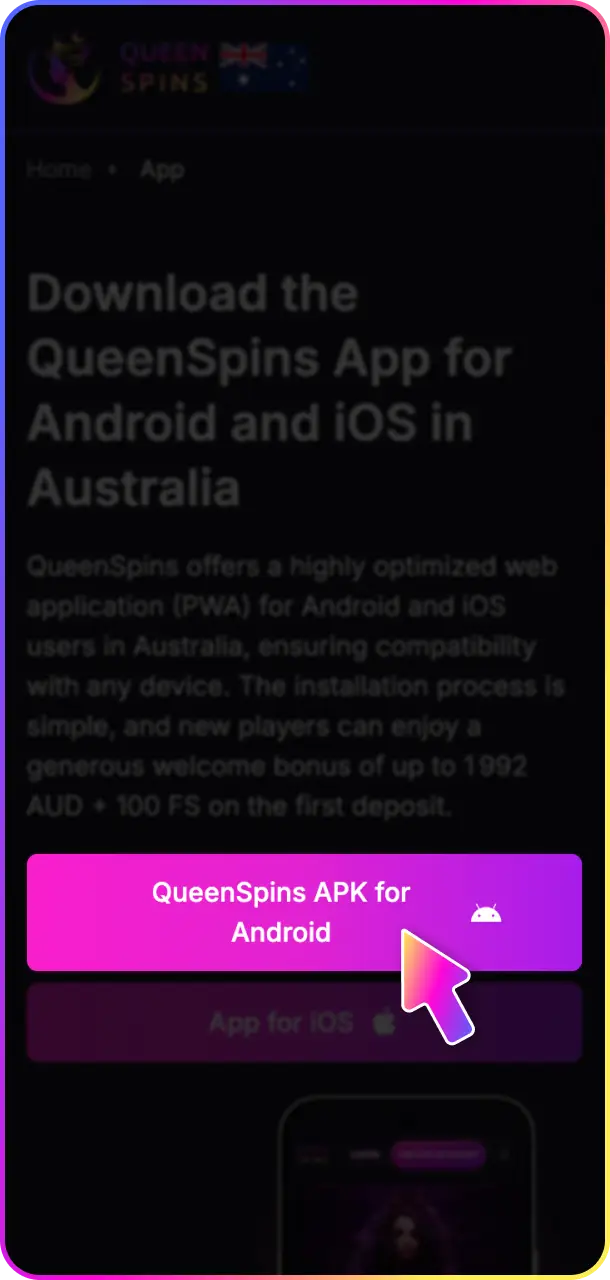 Tap the download button to start the QueenSpins app installation process.