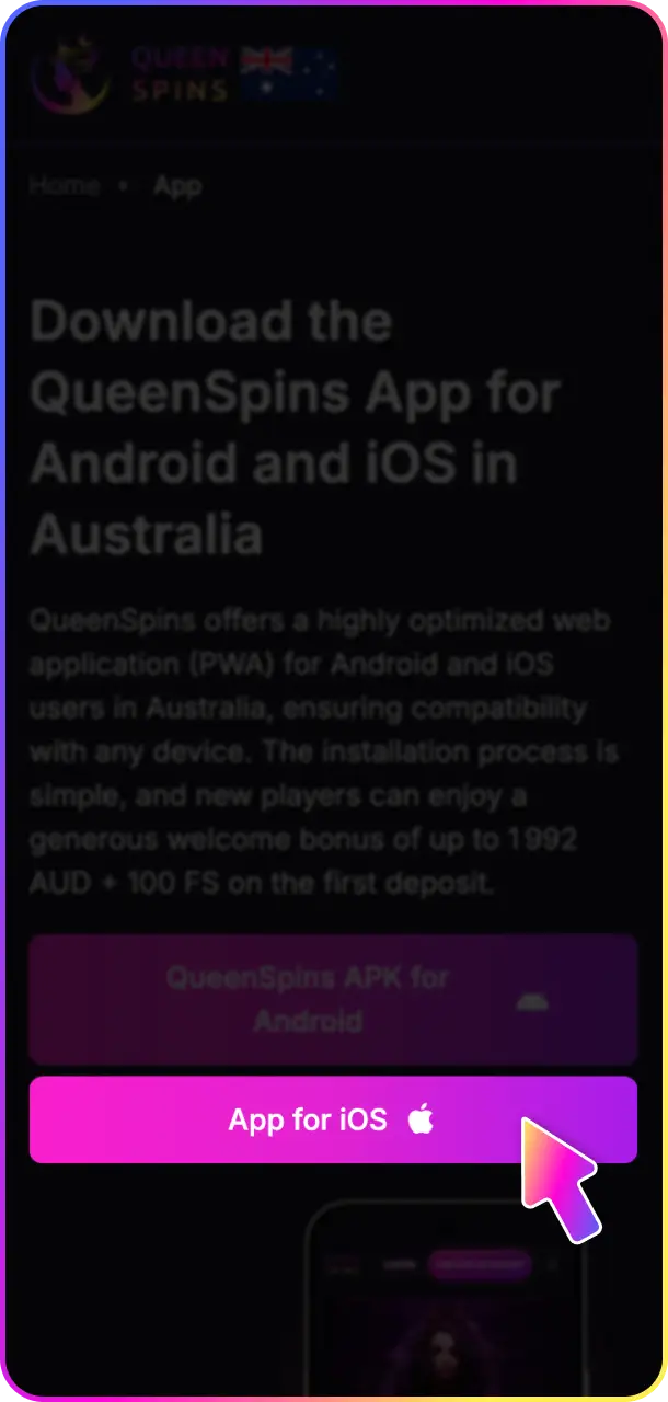 Open a new personal account using the QueenSpins app on your smartphone.