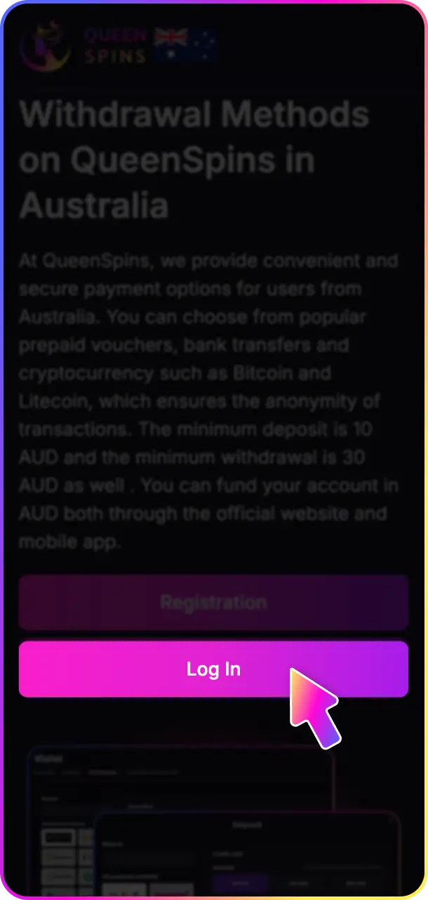 Log in to your account or open a new one at QueenSpins.