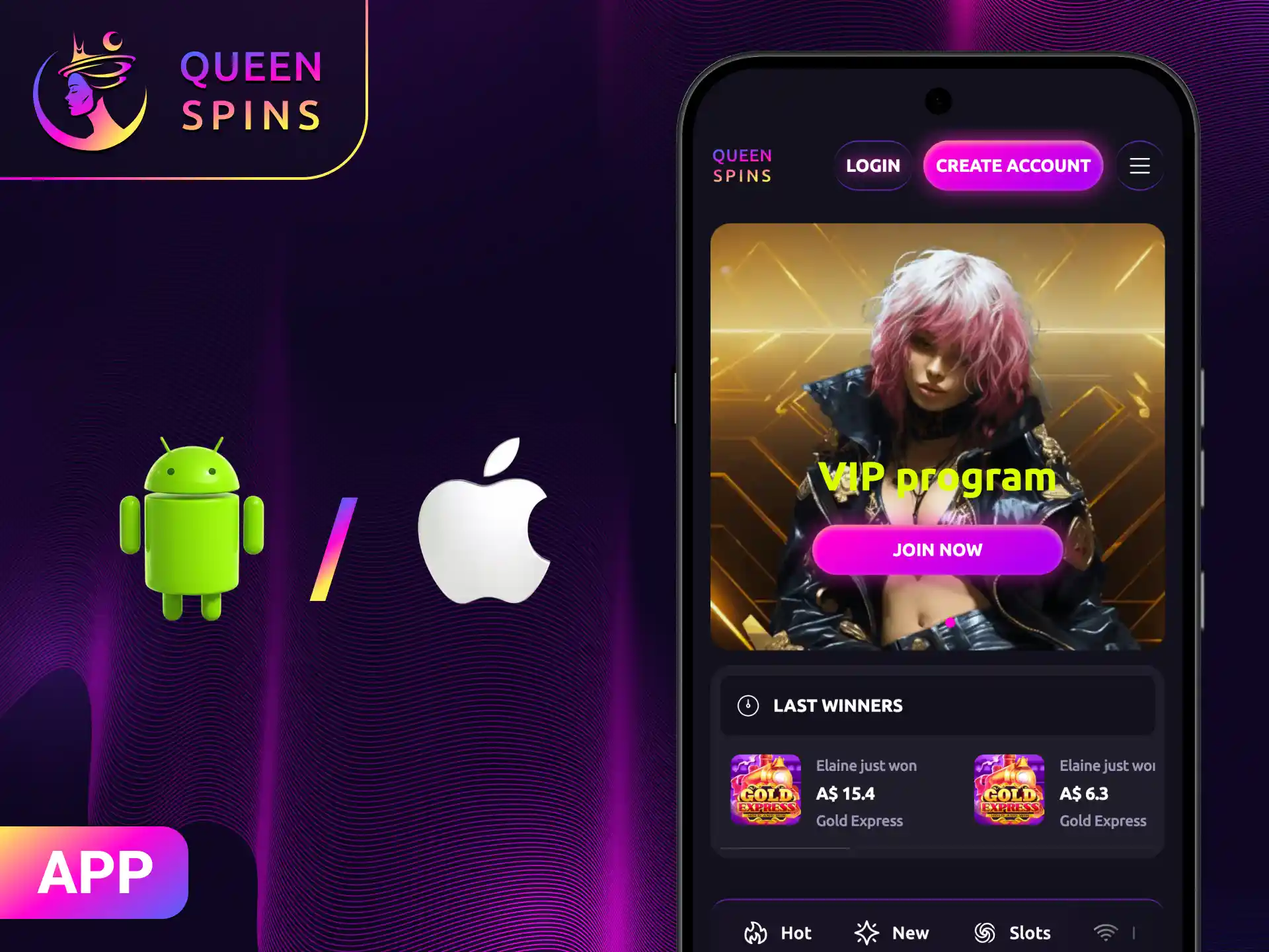 Download the mobile casino app for a seamless QueenSpins gaming experience.