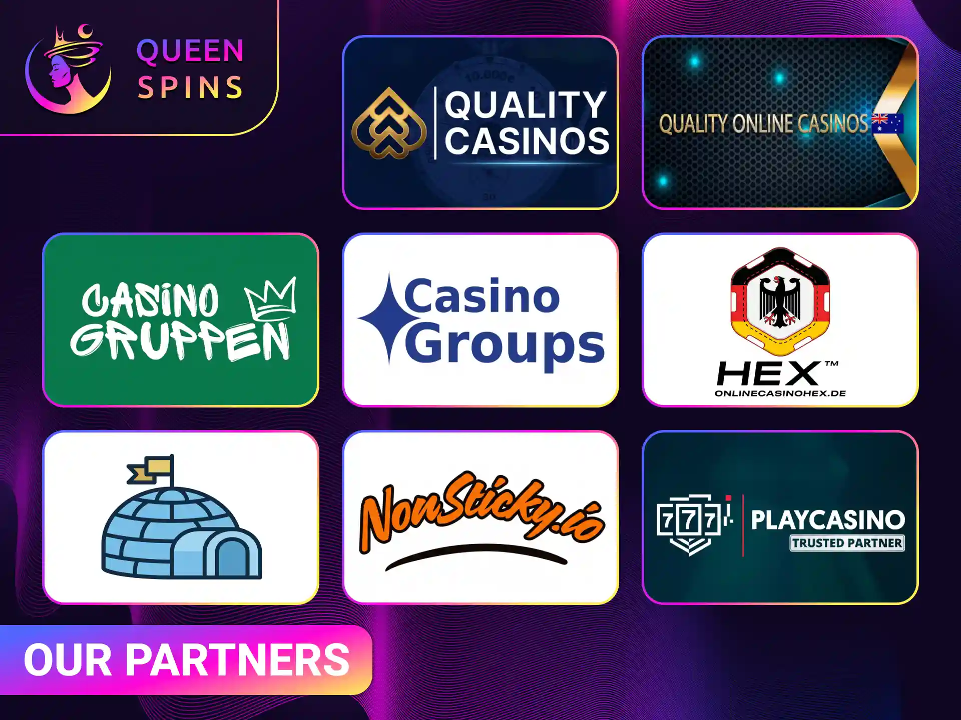 Learn more about our partners who support the official QueenSpins platform.