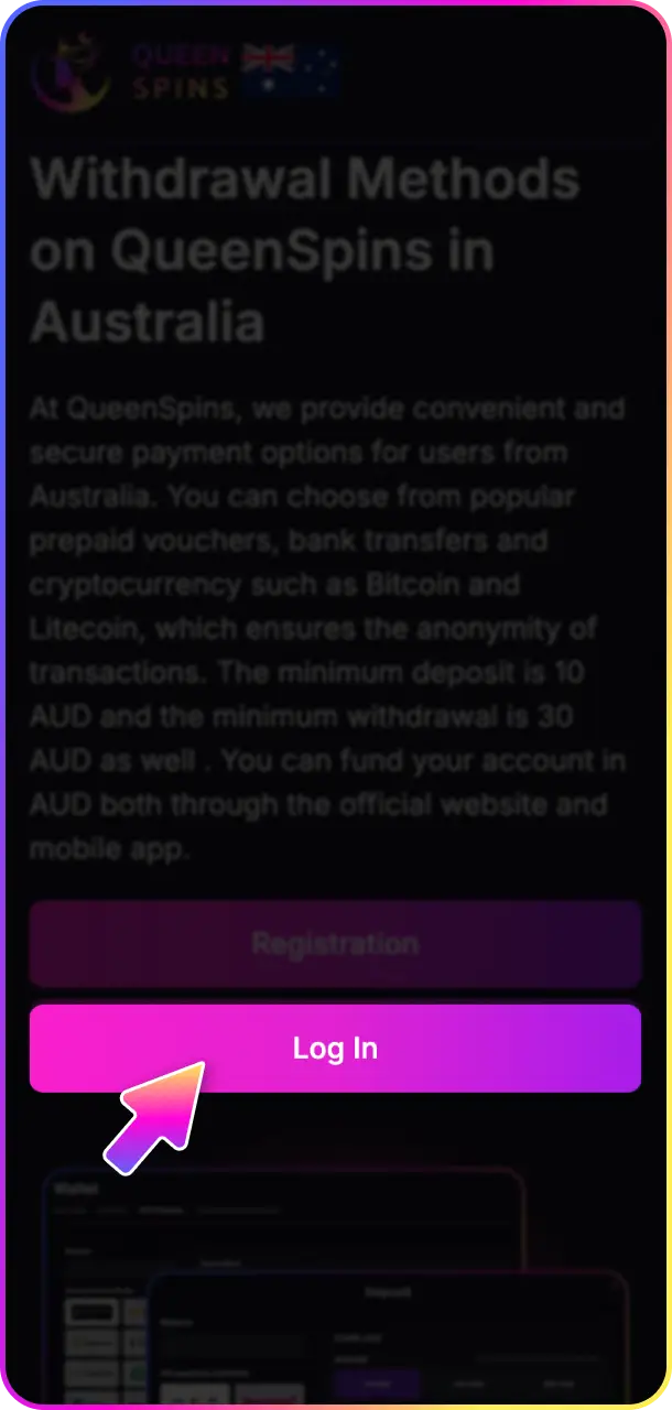 Go to the wallet section to request a payout from QueenSpins.